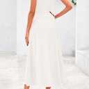 PRETTYGARDEN Spring Casual Dresses for Women 2026 Summer Business Work Midi Sleeveless A Line Pleated Cocktail Dress (White, M)