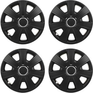 4-Pack Premium 15 Inch Hubcaps Set Full Wheel Rim Cover OEM Style Hub Caps Universal BlackPP Material Exterior Accessories Easy Snap On