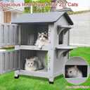 Rockever Plastic Insulated Outdoor Cat House with Escape Door, 2 Story Waterproof Cat House for Outdoor Cats for Feral Cats, Elevated Outside Cat Shelter, Clean and Assemble Easily 21.5"D x 21"W x 34"H