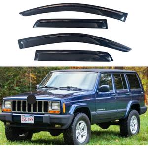 IG Window Visors Fit for 1984-2001 Jeep Cherokee 4-Door, Out-Channel Rain Guards Vent Wind Deflectors 4PC, Car Accessories for 84-01 Cherokee 4-Door (Excludes Limited Model)
