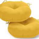 LOVTEX Bistro Chair Cushions Set of 2, 15 Inch Round Outdoor Cushions, Waterproof with Ties, Yellow