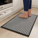 YDKGL Kitchen Mats for Floor, Super Absorbent Kitchen Rugs Non Slip Washable, Rubber Backing Soft Chenille Braided Kitchen Runner Rug Standing Mat Sink Mat, Easy to Clean, Black 17"x30"