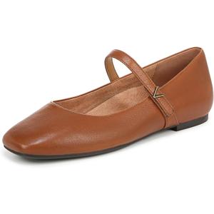 Vionic Womens Alameda Mary Jane Flat Tan Brown Leather 7.5 M