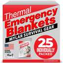Mart Cobra Emergency Blanket 25-Pack Space Mylar Blankets Survival Gear and Supplies Reusable Thermal Camping Essentials Hiking First Aid Car Emergency Kit Prepper Foil Bug Out Bag Warm Cat Cold Snow