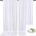 2 Panels White Backdrop Curtain, 10 x 7 Feet Background Curtains for Parties, Weddings, Baby Showers, Bachelorette Halloween, Christmas Birthday Party Photoshoot Backdrop Curtains Decorations