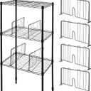4 Pcs 18" W x 8" H Black Wire Shelf Dividers Chrome Plated Steel Wire Rack Divider for Shelving Closet Shelf Dividers for Wires Shelves Bathroom Kitchen Office Pantry Room