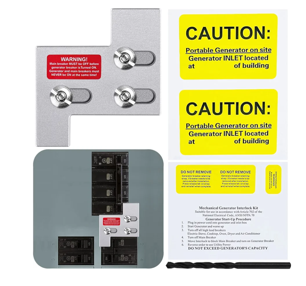 Generator Interlock Kit Compatible with GE General Electric 150 or 200 AMP Breaker Panel,1 1/4 Inch Spacing Between Main and Branch Breaker