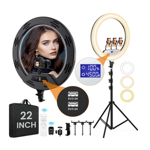 22in Large Ring Light with Stand,512pcs Bulbs Big Ring Light with 75" Tripod for iPhone/LED Display/4 Clips/2 USB Ports,2600K-6500K Dimmable Barber Light,for TikTok Video Recording Tattoo Lash Makeup