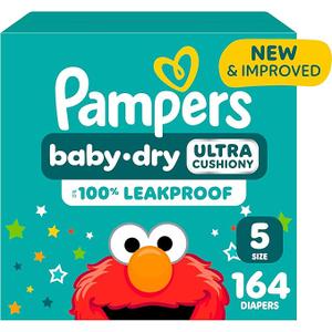 Pampers Diapers - Baby Dry - Size 5, 164 Count, Absorbent Disposable Infant Diaper (Packaging May Vary)