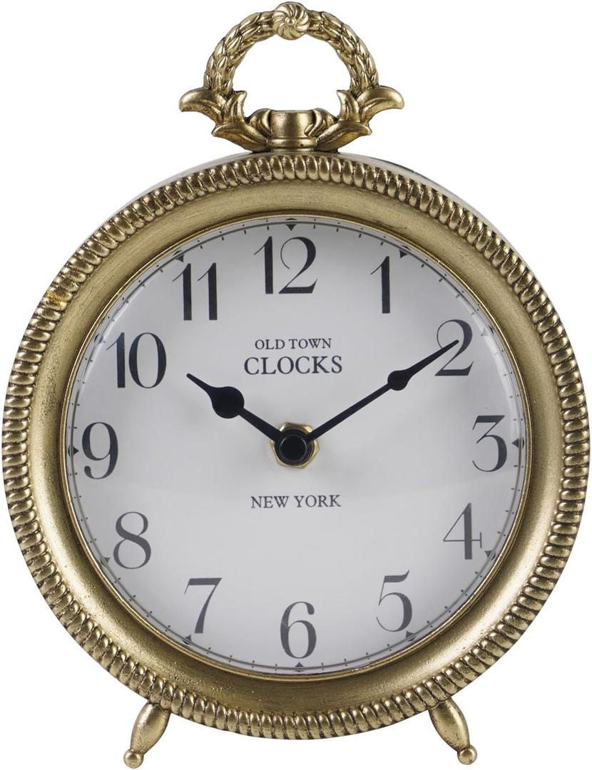 NIKKY HOME Table Clock, Vintage Desk Clock, Gold Table Clocks Non-Ticking Battery Operated Decorative Shelf Clock for Living Room Bedroom Gift Clocks