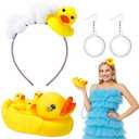 Jenaai 7 Pcs Duck Soap Bubble Costume Including Headband Bubble Earring and Large Rubber Duck Set Cosplay Accessory Shower Loofah Costume Attire for Funny Adult Role Play Carnival