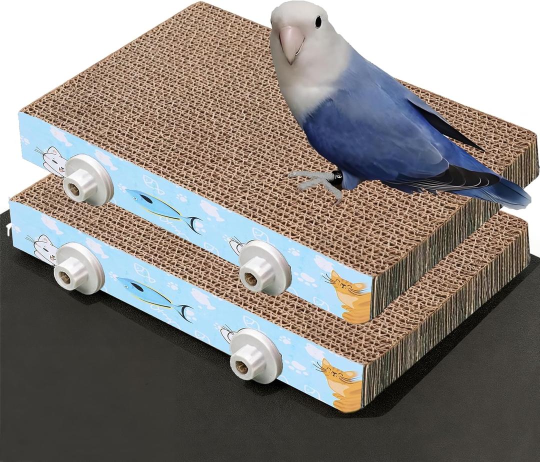 2Pcs 7.4in Paper Bird Toys, Bird Platform, Parrot Toy, Help Birds Clean Beak, Release Stress, Reduce Boredom - Suitable for Macaws, Small Parakeets, and Other Small to Medium-Sized Pet Birds Brown