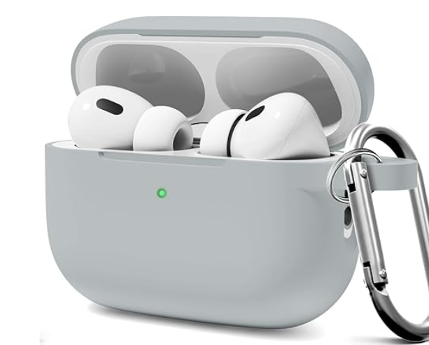 for AirPods 3 Case Cover, Silicone Protective Accessories Skin with Keychain and Cleaner Kit Compatible with Apple AirPod 3rd Generation 2021 for Women Men,Front LED Visible-Gray