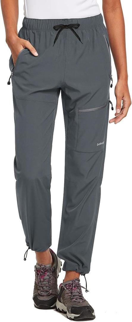 baleaf Women's Hiking Pants Quick Dry Lightweight Water Resistant Elastic Waist Cargo Pants for All Seasons (Large, Deep Gray)