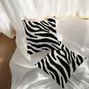 2Pcs Zebra Print Striped Pillow Covers, Black White Print Modern Decor Throw Pillow Square Cushion Covers 18x18 inch Nursery Living Room Home Decor for Car Bed Couch