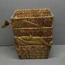 JGJCYO9 Storage Baskets Wicker Cube Baskets Foldable Handwoven Water Hyacinth Laundry Organizer,Cube Storage Baskets,Set of 4 pcs Baskets-11x11x11inch