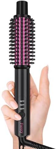 FARERY Mini Thermal Brush 3 Temperature Adjustable, Travel Curling Iron for Short Hair 1 Inch, Heated Round Brush for Soft Curls, Lightweight Curling Wand Perfect for Bouncy Hair, Dual Voltage