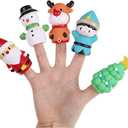 5 Pieces Christmas Finger Puppets Toys for Kids Elk Santa Claus Snowman Christmas Tree Character Party Favors Goodie Bag Fillers