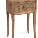 Kate and Laurel Cassetta Soft Rustic Rectangle Side Table; 19 x 14 x 28; Hazelnut; Wooden Living Room End Table with Useful Pull Drawer for Storage