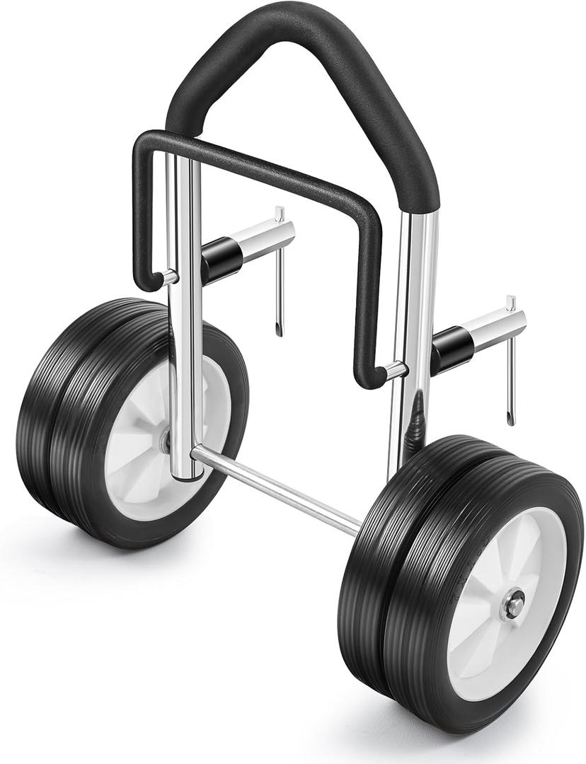 Boat Dolly Canoe and Fishing Boat, Heavy-Duty Chrome-Plated Steel Boat Carrier Cart with Dual Wheels, Adjustable Clamp(Fit Transoms up to 3" Thickness)
