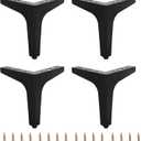 6 inch Matte Black Metal Furniture Legs Set of 4, Triangle Metal Furniture Feet, DIY Replacement for TV Stand, Sofa, Dresser, Cabinet, Vanity (Black)