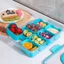 WACOI Divided Snack Serving Tray with Lid and Handle Travel Snackle Charcuterie Container Portable Storage Organizer for Candy, Fruits, Nuts, Snacks, Party, Picnic (1pack, Lake blue)