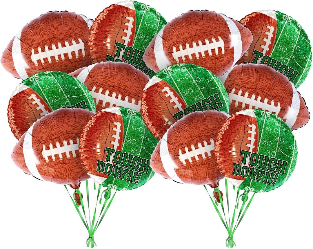 4 x 12-Piece Football Party Supplies Kit - 6 Field & 6 Foil Football Balloons for Birthday Celebrations, Game Day Tailgates & Sports-Themed Decor