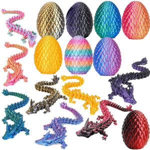 8PCS 3D Printed Fantasy Dragon Egg Toy Easter Eggs Mystery Articulated Baby Dragon Inside, Cool Collectible Dinosaur Eggs for Boys Girls, Fun Fidget Toys & Unique Home Desktop Decor