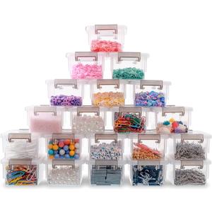 Citylife 20 Packs Plastic Bead Organizers Clear Storage Containers with Lids for Craft Storage Small Storage Box, 3.7 x 2.8 x 1.8 Inches