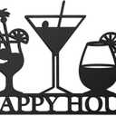 Funrous Bar Signs Wall Decor Happy Hour Sign Art Metal Bar Decorations Vintage Drinks Decorative Drink Plaques for Home Open Pub Decor(Black)