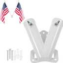 Flag Holder, Flag Bracket, Flag Pole Holder Bracket Double Hole Design Outside House Heavy Duty Metal Flag Mount, Aluminum Alloy Mounting Brackets(1 inch)