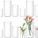 12 Pcs Acrylic Cylinder Vases 4,6,8 Inch Tall Clear Acrylic Flower Vases Bulk Floating Candle Holders Cylinder Plastic Vases for Centerpiece Table Wedding Home
