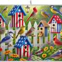 Birdhouses Flowers Garden Dish Drying Mats 16" x 18" Dish Drainer Rack Mat Microfiber Drying Pad Kitchen Countertop Mat