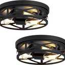 2 Pack Flush Mount Ceiling Light Fixture,3-Light Hallway Light Fixtures Ceiling,Black Ceiling Light Fixture,13 inch Light Fixture Ceiling Mount for Kitchen Entryway Hall,E26 Base