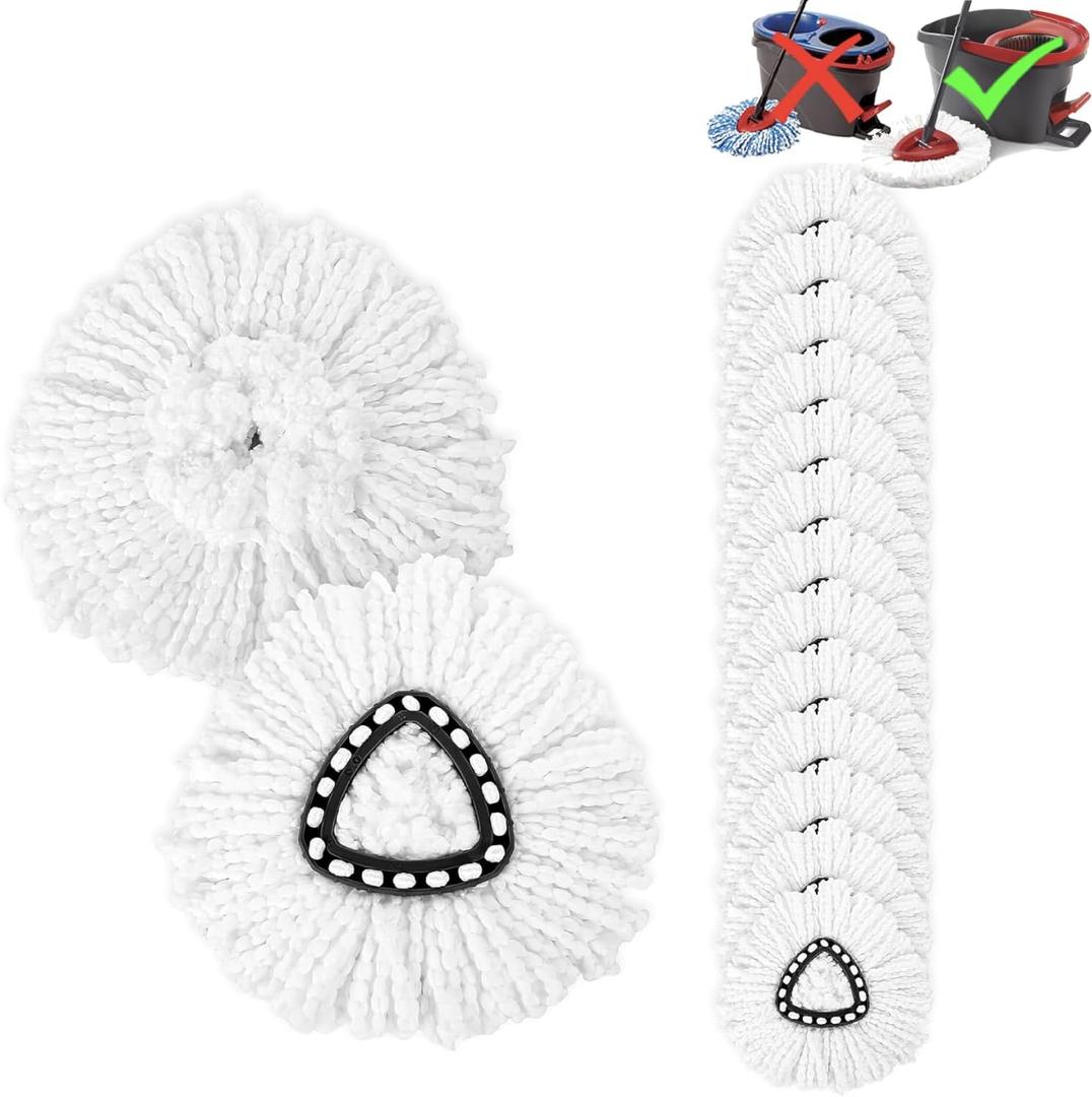 15-Pack Spin Mop Superior Replacement Heads  Compatible with O-Cedar EasyWring and Other Spin Mops, Durable and Washable Refills for Effortless Floor Cleaning - iDeaology