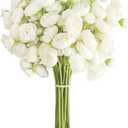Floroom Ranunculus Artificial Flowers 18 Pcs Ivory Faux Silk Mini Ranunculus Bulk Fake Wedding Filler Flowers for DIY Bouquets, Centerpieces, Bridal Shower Decorations & Arrangements