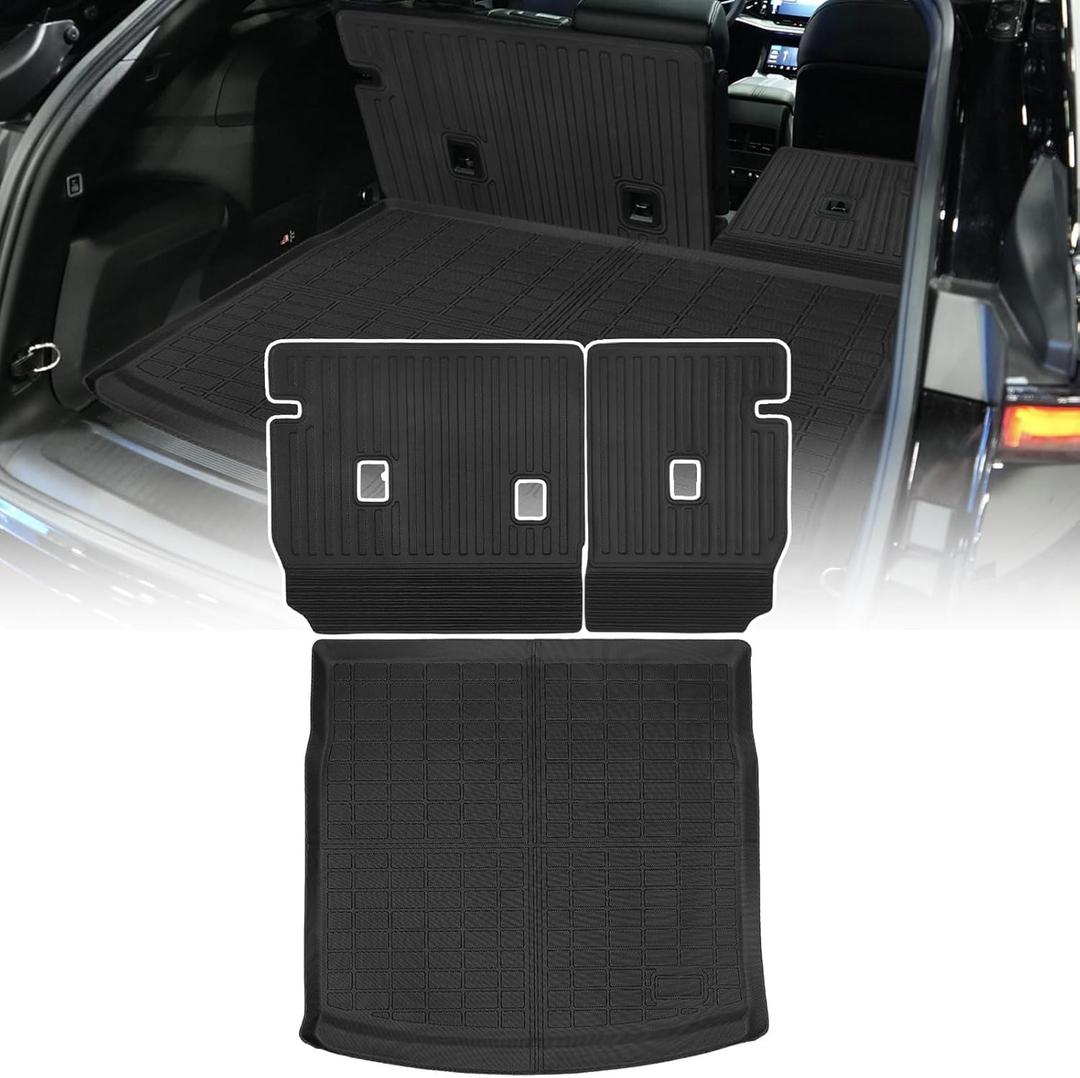 Cargo Liners Backrest Mat for Jeep Wagoneer S 4xe EV Accessories 2025 2026 with Hook&Loop Rear Trunk Mat Rear Seat Back Cover Protector All Weather Anti-Slip Split Dog Liner 3 PCS
