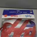 Beistle Foil Happy 4th of July Streamer Ribbon Banner Red Silver Blue 10”x5’