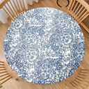 LIBERECOO Luxury Paisley Round Vinyl Tablecloth with Flannel Backing - Waterproof, Oilproof, Wipeable Dining Table Cover for Indoor/Outdoor Use, 44"