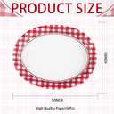 50Pcs Gingham Oval Paper Plates 10" x 12" Large Disposable Heavy Duty Red and White Buffalo Checked Plaid Dessert Platter Sturdy Plate for Summer Pizza BBQ Picnic Crawfish Boil Birthday Party Supplies