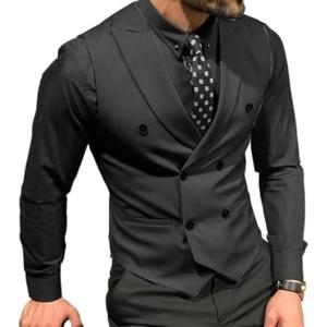 Mcoskly Men's Double Breasted Suit Vests, Casual Business Vests, Slim Fit Waistcoat,for Wedding Groom Dating 3XL
