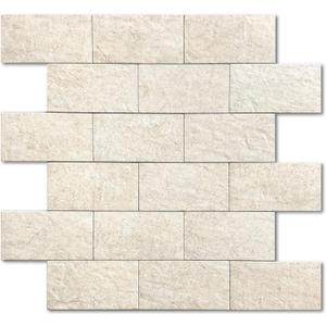 Stone Backsplash Peel and Stick Tiles Matte,Adhesive Mosaic Subway Tiles Waterproof Wall Tile Stickers for Bathroom Shower(Beige,10PCS), 29.8x25.6cm