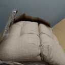 Magpie Fabrics Indoor Outdoor Tufted High Back Chair Cushion Set of 2, Waterproof All-Weather Deep Seating Rocking Chair Patio Garden Chaise Lounge Sun Lounger Chair Cushions(Beige Linen) (2 seat cushions (22W x 20D x 4inch) and 2 back cushions (24H x 22W x4inch))