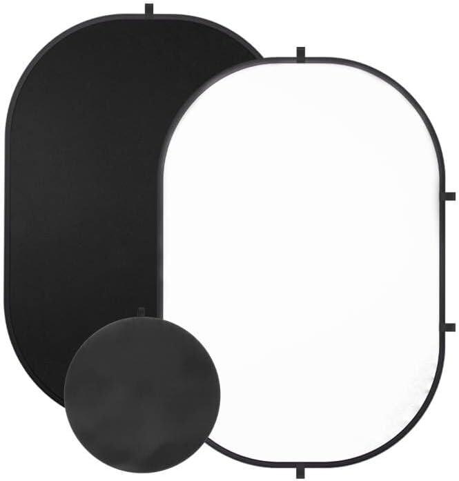 3x5ft/1x1.5m White Black Photo Backdrop, Double-Sided Pop Up Photography Background with Carry Bag Reversible Collapsible Backdrops for Photoshoot TikTok YouTube Video Live Streaming