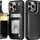 Arae Compatible for iPhone 15 Pro Max Case with Card Holder - Wallet Case with PU Leather Card Pockets Back Flip Cover for iPhone 15 Pro Max 6.7 inch - Black
