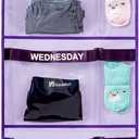 Weekly Kids Clothes Organizer Day of Week School Clothing Storage Monday to Friday Hanging Closet Organizer (Purple)