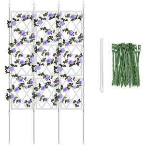 5.25FT Trellis for Climbing Plants Outdoor, Garden Wall White Trellis with Ties, Plastic Coated Metal Pipe Support Tall Plant Fence for Ivy Vines Rose Flower
