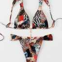 RoseSeek Women's 2 Piece Leopard Floral Bathing Suit Wireless Triangle Swimsuit High Waisted Bikini Sets (Black, XS)
