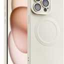 Designed for iPhone 15 Pro Case Silicone Compatible with Magsafe, Camera Lens Protector, Military Grade Shockproof Protective, Rectangle Magnetic Phone Case for iPhone 15 Pro White