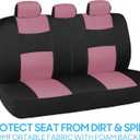 BDK PolyPro Car Seat Covers Full Set in Pink on Black, Front and Rear Split Bench Seat Covers for Cars, Easy to Install Car Seats Cover Set and Accessories for Auto Trucks Van SUV - Pink